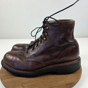 VTG 90s Chippewa Work Boots Mens Sz 9 2E Brown Made In USA resistant